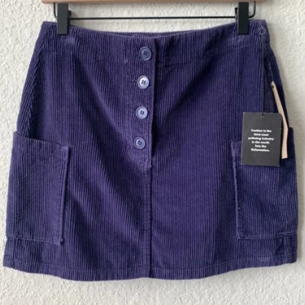 NEW Reformation Wally Corduroy Skirt in Navy blue purple size 2